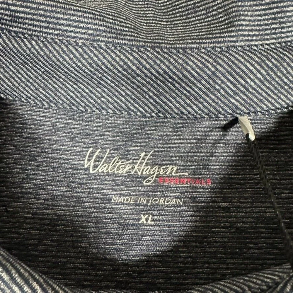Walter Hagen Shirt Mens XL Navy Striped Golf Polo‎ Performance Stretch Wicking
